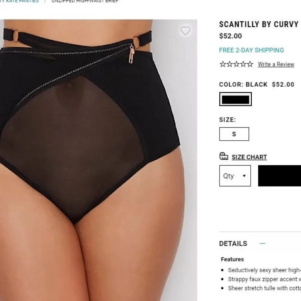 NEW High Waisted Exposed Zipper Panty Brief‎